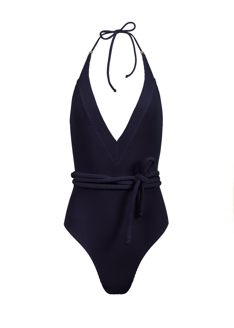 Gaia Plunging V Swimsuit - Deep Sea