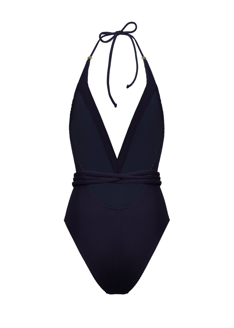 Gaia Plunging V Swimsuit - Deep Sea