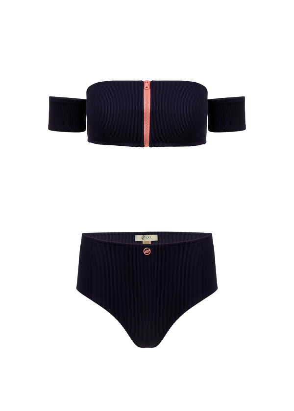 Aphrodite High Waist Bikini - Deep Sea / Rose