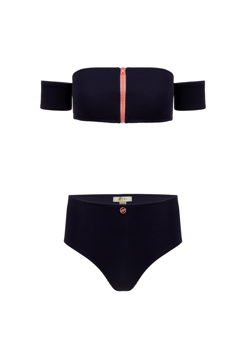 Aphrodite High Waist Bikini - Deep Sea / Rose