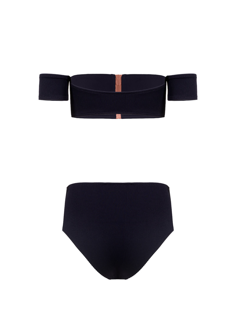 Aphrodite High Waist Bikini - Deep Sea / Rose